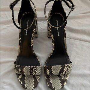 Alexander Wang Black and Cream Snake Print Heels